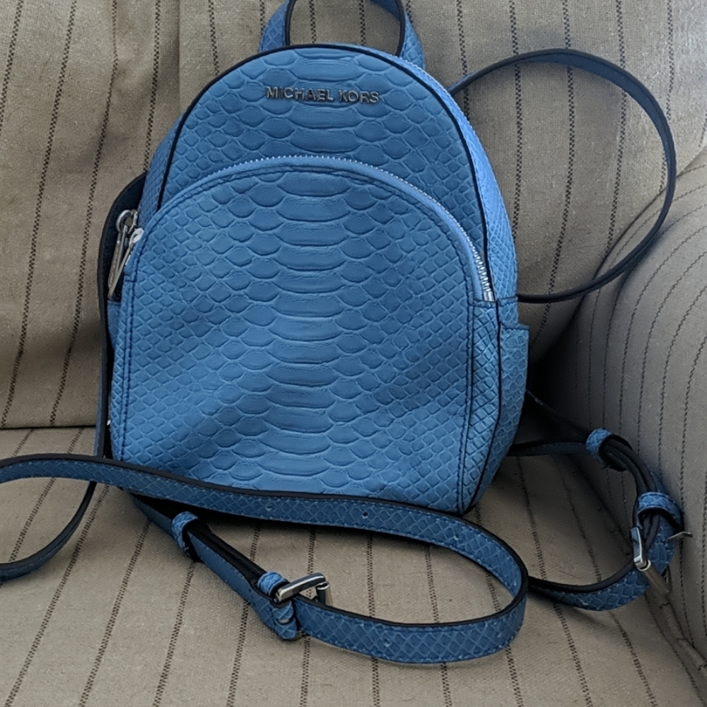 Michael Kors Abbey Python Embossed Leather Back Pa